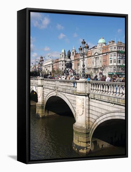 River Liffey and O'Connell Bridge, Dublin, Republic of Ireland, Europe-Hans Peter Merten-Framed Stretched Canvas