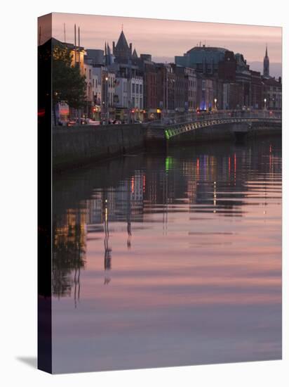 River Liffey at Dusk, Ha'Penny Bridge, Dublin, Republic of Ireland, Europe-Martin Child-Stretched Canvas