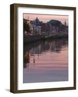 River Liffey at Dusk, Ha'Penny Bridge, Dublin, Republic of Ireland, Europe-Martin Child-Framed Photographic Print