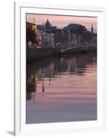 River Liffey at Dusk, Ha'Penny Bridge, Dublin, Republic of Ireland, Europe-Martin Child-Framed Photographic Print