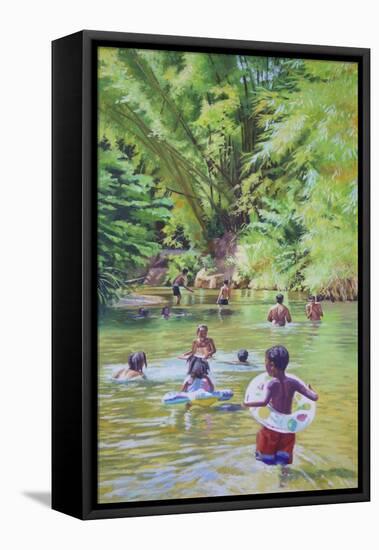 River Lime Sublime, 2020, (oil on canvas)-Colin Bootman-Framed Stretched Canvas