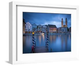 River Limmat and Grossmunster Church, Zurich, Switzerland-Jon Arnold-Framed Photographic Print