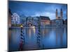 River Limmat and Grossmunster Church, Zurich, Switzerland-Jon Arnold-Mounted Photographic Print