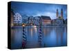 River Limmat and Grossmunster Church, Zurich, Switzerland-Jon Arnold-Stretched Canvas