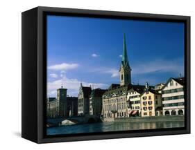 River Limmat, Zurich, Switzerland-Walter Bibikow-Framed Stretched Canvas