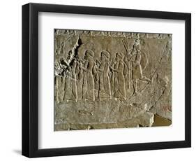 River Lined by Men, Relief from Nineveh, Iraq-null-Framed Giclee Print