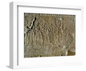 River Lined by Men, Relief from Nineveh, Iraq-null-Framed Giclee Print