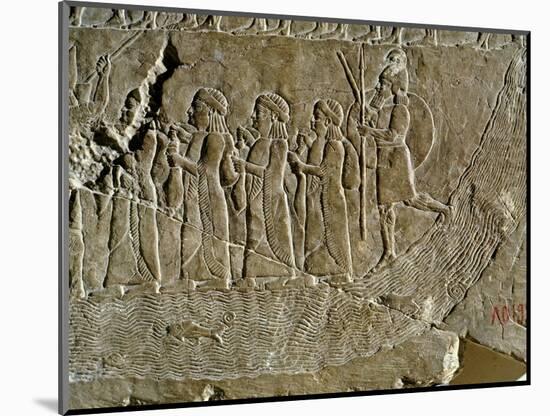 River Lined by Men, Relief from Nineveh, Iraq-null-Mounted Giclee Print