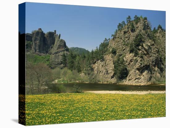 River Loire in Spring, Near Arlempdes, Haute Loire in the Auvergne, France-Michael Busselle-Stretched Canvas