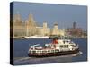 River Mersey Ferry and the Three Graces, Liverpool, Merseyside, England, United Kingdom, Europe-Charles Bowman-Stretched Canvas