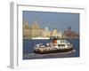 River Mersey Ferry and the Three Graces, Liverpool, Merseyside, England, United Kingdom, Europe-Charles Bowman-Framed Photographic Print