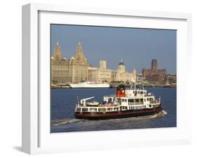 River Mersey Ferry and the Three Graces, Liverpool, Merseyside, England, United Kingdom, Europe-Charles Bowman-Framed Photographic Print