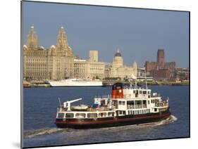 River Mersey Ferry and the Three Graces, Liverpool, Merseyside, England, United Kingdom, Europe-Charles Bowman-Mounted Photographic Print