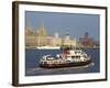 River Mersey Ferry and the Three Graces, Liverpool, Merseyside, England, United Kingdom, Europe-Charles Bowman-Framed Photographic Print