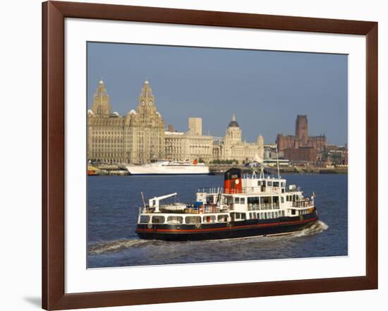 River Mersey Ferry and the Three Graces, Liverpool, Merseyside, England, United Kingdom, Europe-Charles Bowman-Framed Photographic Print