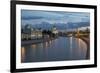 River Moskva and the Cathedral of Christ the Redeemer and the Kremlin at Night, Moscow, Russia-Martin Child-Framed Photographic Print