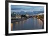 River Moskva and the Cathedral of Christ the Redeemer and the Kremlin at Night, Moscow, Russia-Martin Child-Framed Photographic Print