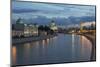 River Moskva and the Cathedral of Christ the Redeemer and the Kremlin at Night, Moscow, Russia-Martin Child-Mounted Photographic Print