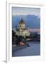 River Moskva and the Cathedral of Christ the Redeemer at Night, Moscow, Russia, Europe-Martin Child-Framed Photographic Print