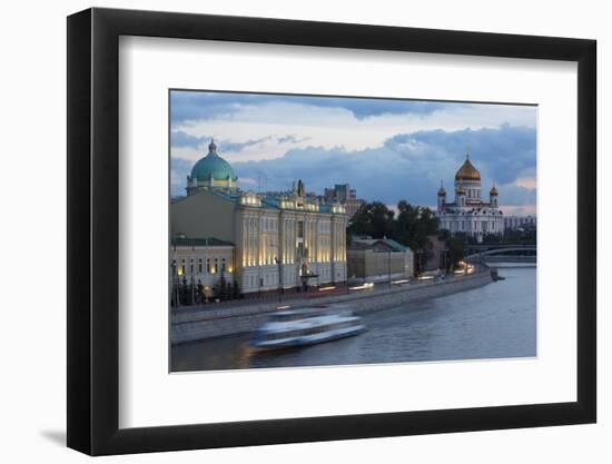 River Moskva and the Cathedral of Christ the Redeemer at Night, Moscow, Russia, Europe-Martin Child-Framed Photographic Print