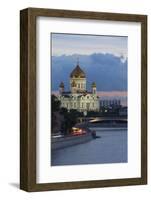 River Moskva and the Cathedral of Christ the Redeemer at Night, Moscow, Russia, Europe-Martin Child-Framed Photographic Print