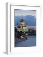 River Moskva and the Cathedral of Christ the Redeemer at Night, Moscow, Russia, Europe-Martin Child-Framed Photographic Print