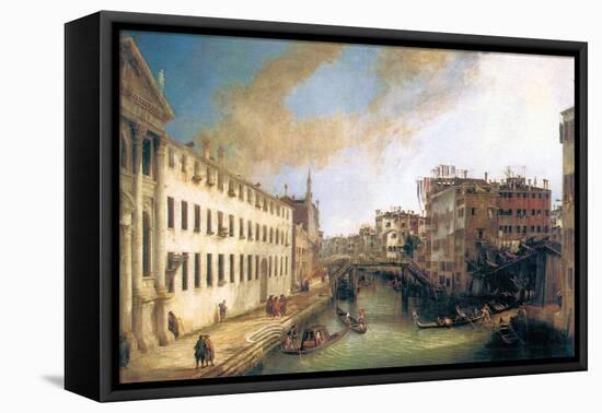 River of Mendicanti-Canaletto-Framed Stretched Canvas