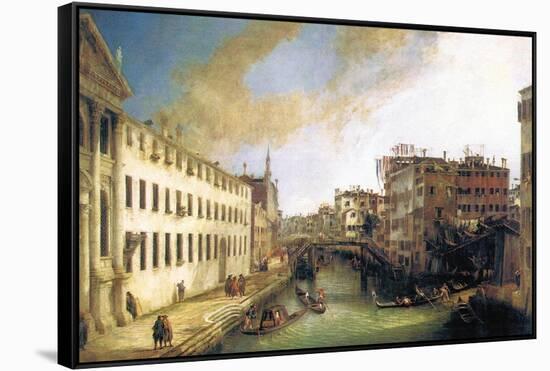 River of Mendicanti-Canaletto-Framed Stretched Canvas