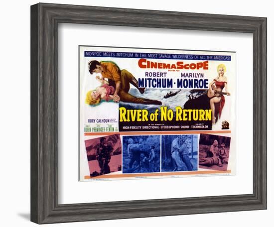 River of No Return, UK Movie Poster, 1954-null-Framed Art Print