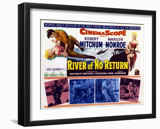 River of No Return, UK Movie Poster, 1954-null-Framed Art Print