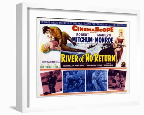 River of No Return, UK Movie Poster, 1954-null-Framed Art Print