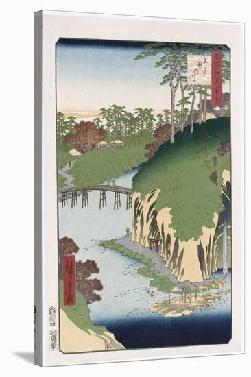 River of Waterfalls, Oji', from the Series 'One Hundred Views of Famous Places in Edo'-Utagawa Hiroshige-Stretched Canvas