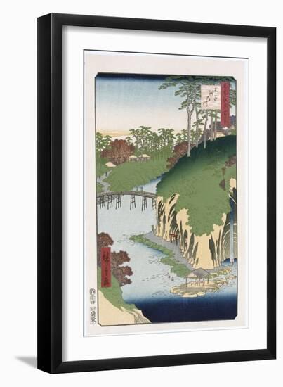 River of Waterfalls, Oji', from the Series 'One Hundred Views of Famous Places in Edo'-Utagawa Hiroshige-Framed Giclee Print