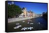 River Onyar During the Flower Festival, Girona, Catalonia, Spain-Rob Cousins-Framed Stretched Canvas