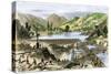 River Operations at Murderer's Bar during the California Gold Rush, c.1850-null-Stretched Canvas