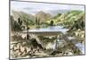 River Operations at Murderer's Bar during the California Gold Rush, c.1850-null-Mounted Giclee Print