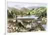 River Operations at Murderer's Bar during the California Gold Rush, c.1850-null-Framed Giclee Print