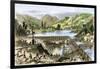 River Operations at Murderer's Bar during the California Gold Rush, c.1850-null-Framed Giclee Print