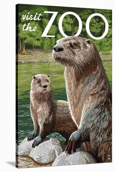 River Otter - Visit the Zoo-Lantern Press-Stretched Canvas
