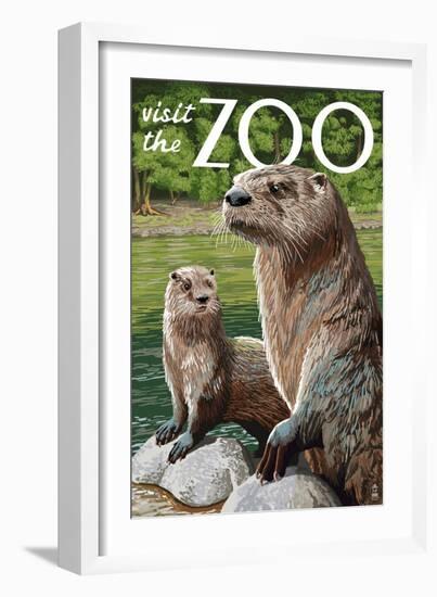 River Otter - Visit the Zoo-Lantern Press-Framed Art Print