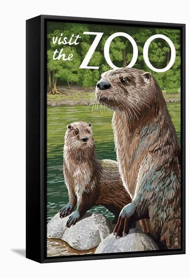 River Otter - Visit the Zoo-Lantern Press-Framed Stretched Canvas