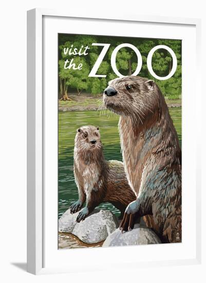 River Otter - Visit the Zoo-Lantern Press-Framed Art Print