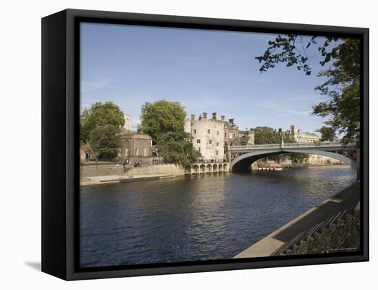 River Ouse with Lendal Bridge and Lendal Tower Beyond, York, Yorkshire, England-Pearl Bucknall-Framed Stretched Canvas