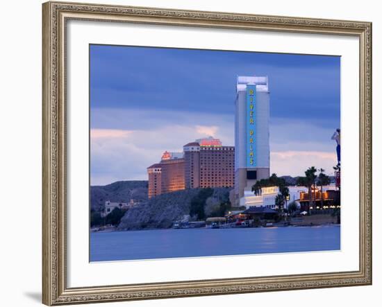 River Palms and Harrah's Casinos on the Colorado River, Laughlin City, Nevada, USA-Richard Cummins-Framed Photographic Print