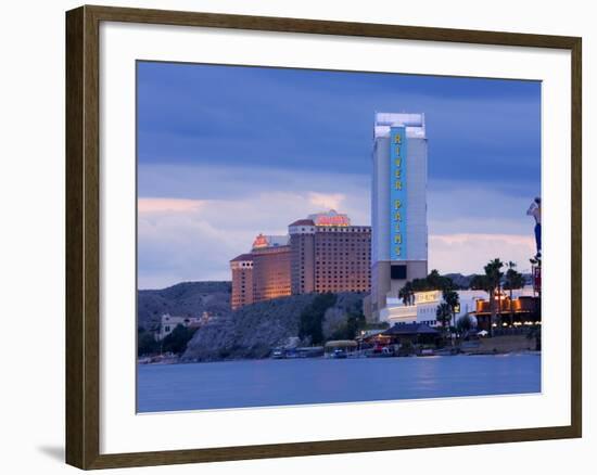 River Palms and Harrah's Casinos on the Colorado River, Laughlin City, Nevada, USA-Richard Cummins-Framed Photographic Print