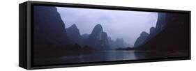 River Passing Through a Hill Range, Guilin Hills, Li River, Yangshuo, China-null-Framed Stretched Canvas