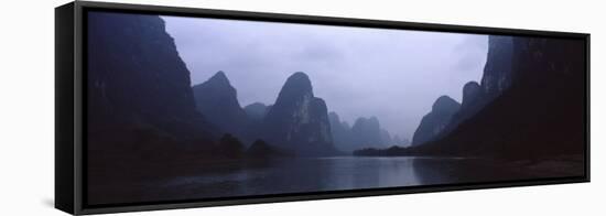 River Passing Through a Hill Range, Guilin Hills, Li River, Yangshuo, China-null-Framed Stretched Canvas