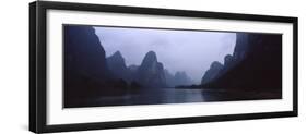 River Passing Through a Hill Range, Guilin Hills, Li River, Yangshuo, China-null-Framed Premium Photographic Print