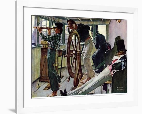 "River Pilot", September 21,1940-Norman Rockwell-Framed Giclee Print