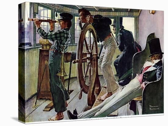 "River Pilot", September 21,1940-Norman Rockwell-Stretched Canvas